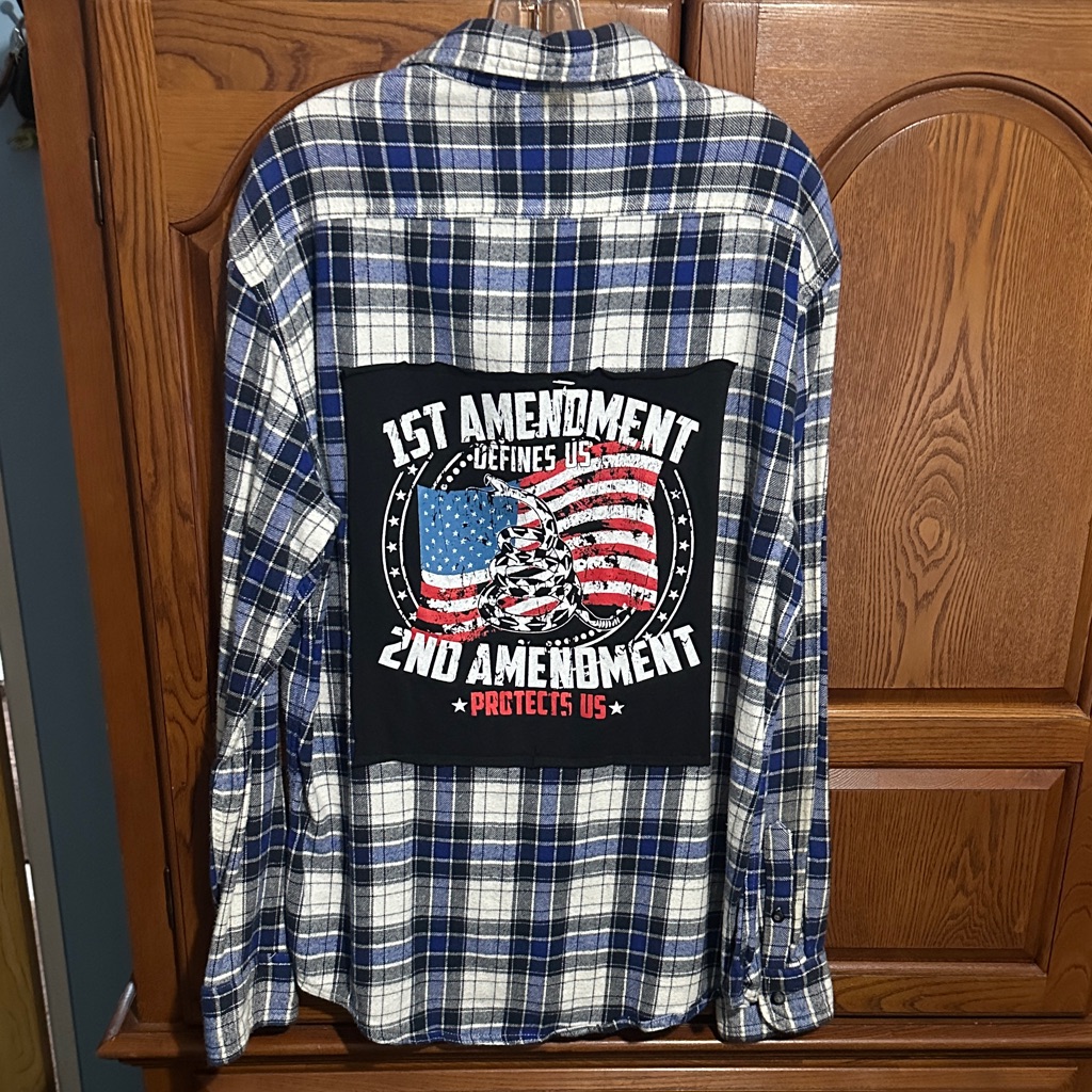 1st Amendment Defines Us 2nd Amendment Protects Us Upcycled Flannel Tee